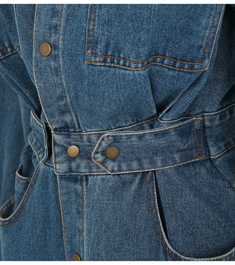 Slim denim waist single-breasted dress