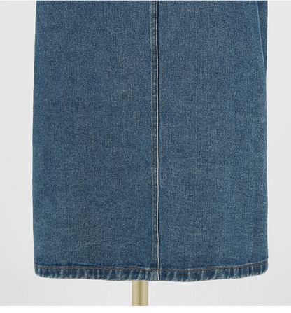 Slim denim waist single-breasted dress