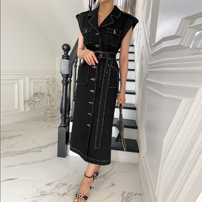 Sleeveless forest shirt long dress