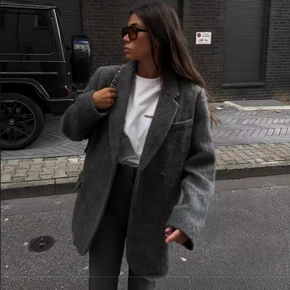 Classic solid wool suit jacket