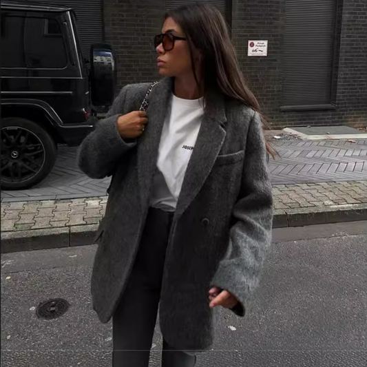 Classic solid wool suit jacket