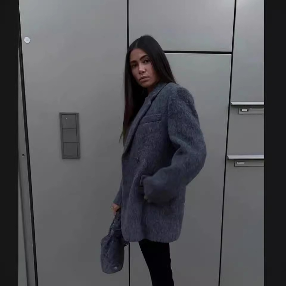 Classic solid wool suit jacket