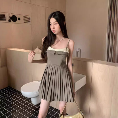 Waist-Tight Pleated A-Line Dress