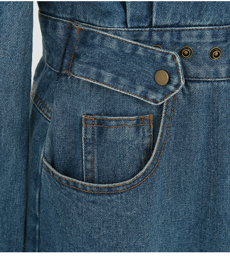 Slim denim waist single-breasted dress