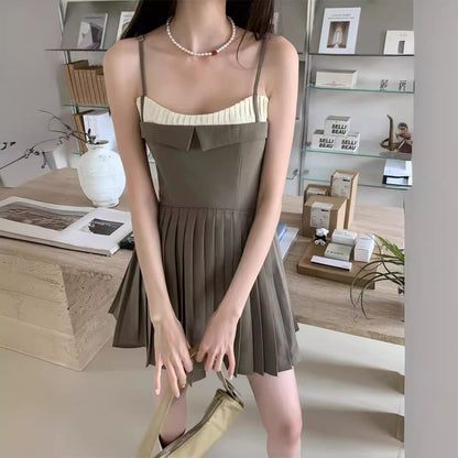 Waist-Tight Pleated A-Line Dress