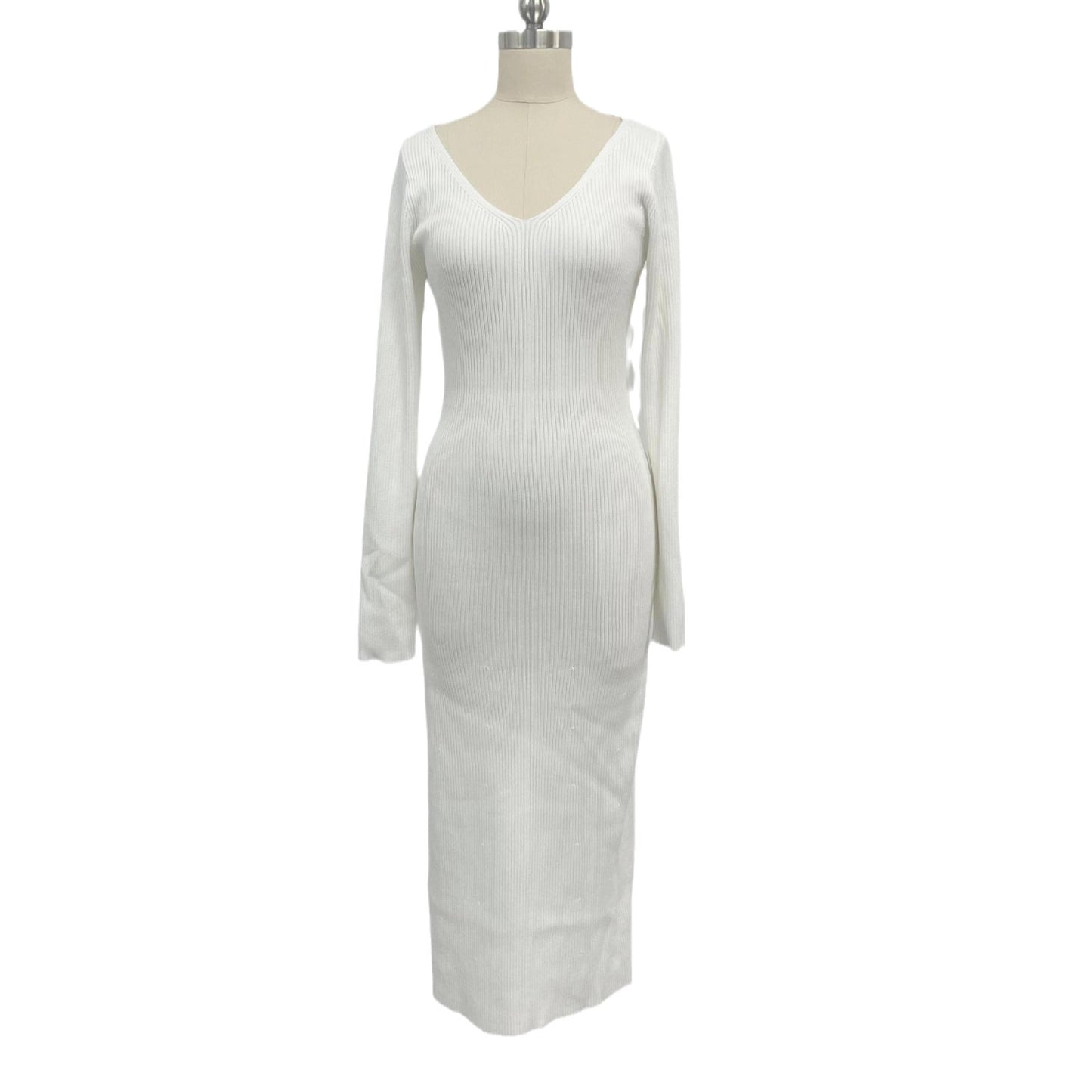 Thickened V-Neck Long-Sleeved Dress