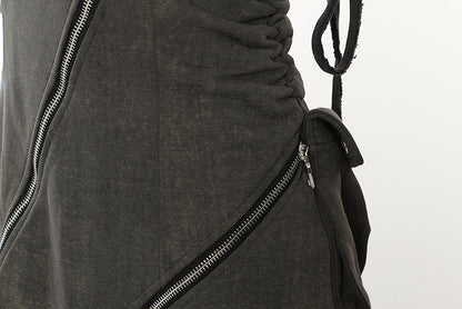 Zipper Irregular Cut Vest Dress