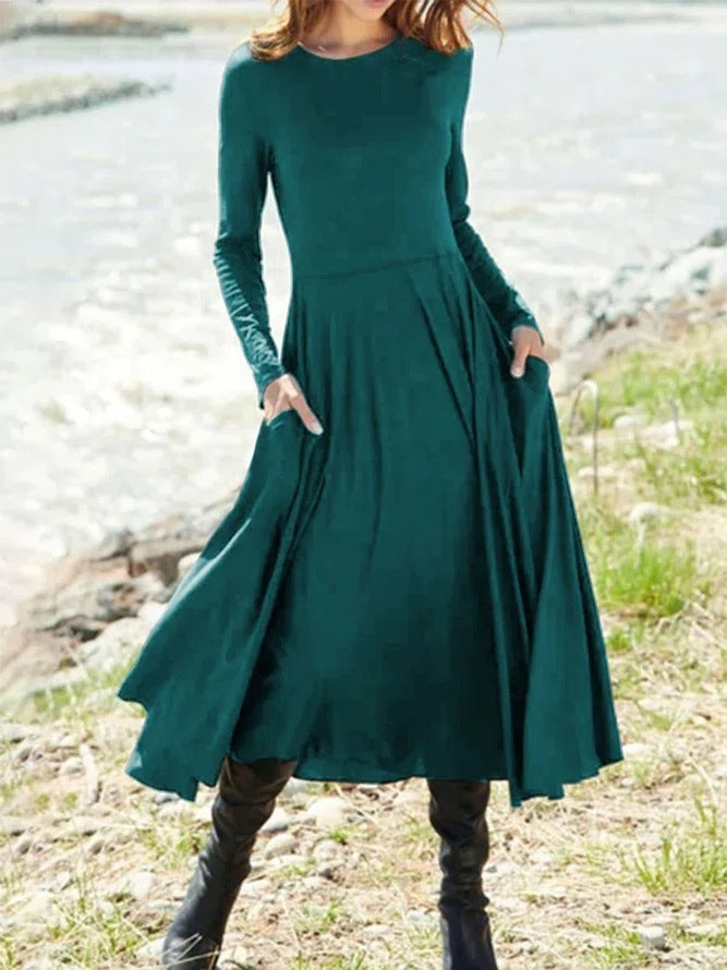 Long Sleeve Round Neck Dress