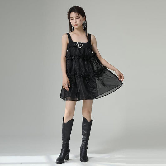 Loose Slimming Mesh Lace Skirt